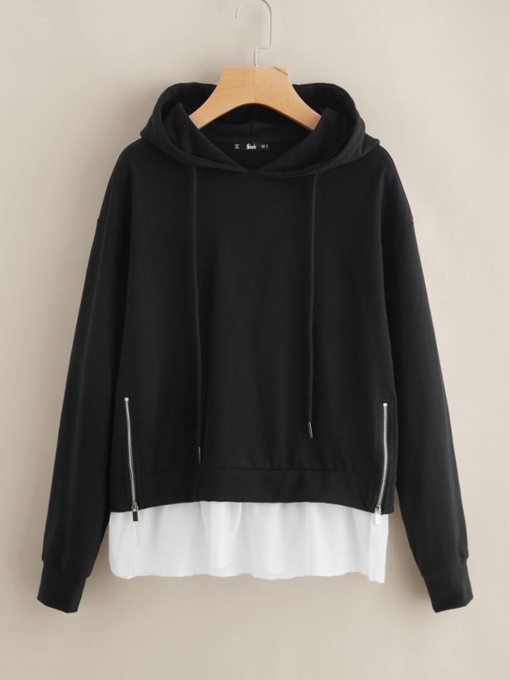 Romwe Dual Zip Front Hoodie