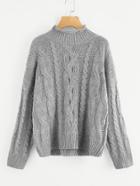 Romwe Solid Cable Knit Jumper