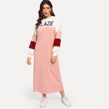 Romwe Color Block Letter Print Dress