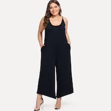 Romwe Plus Scoop Neck Wide Leg Jumpsuit