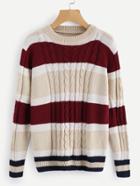 Romwe Contrast Wide Striped Sweater