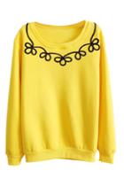 Romwe Floral Print Sheer Yellow Sweatshirt