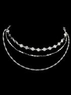 Romwe Silver Carved Necklace Three Groups
