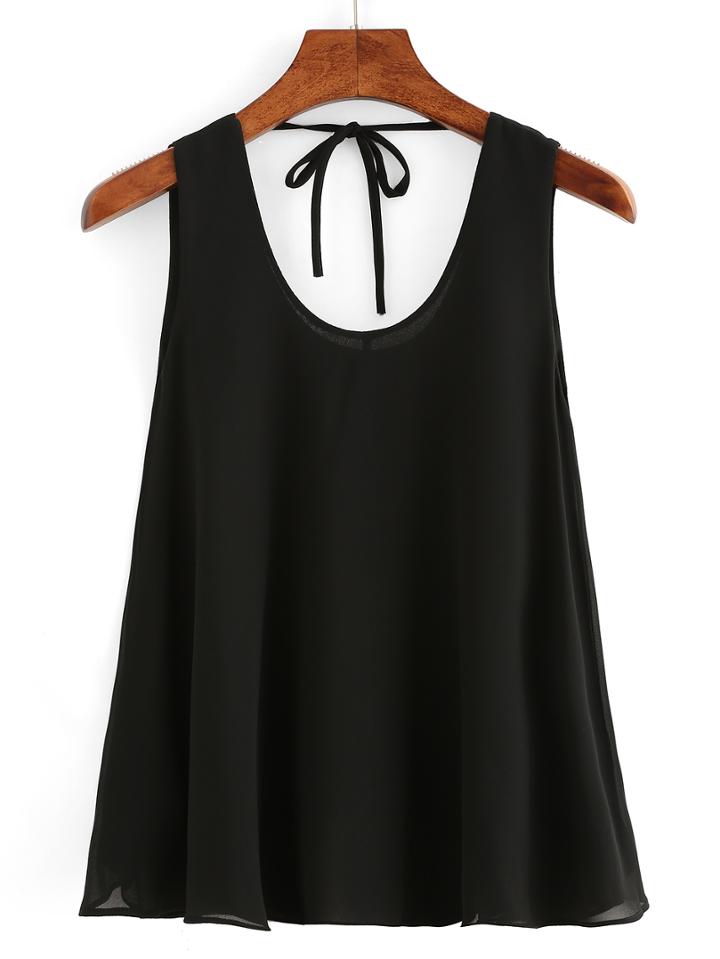 Romwe Tie-back Chiffon Tank Top