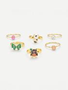 Romwe Cat & Butterfly Design Ring Set