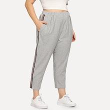 Romwe Plus Striped Side Pocket Pants