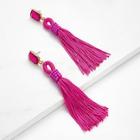 Romwe Neon Pink Rhinestone Top Tassel Drop Earrings