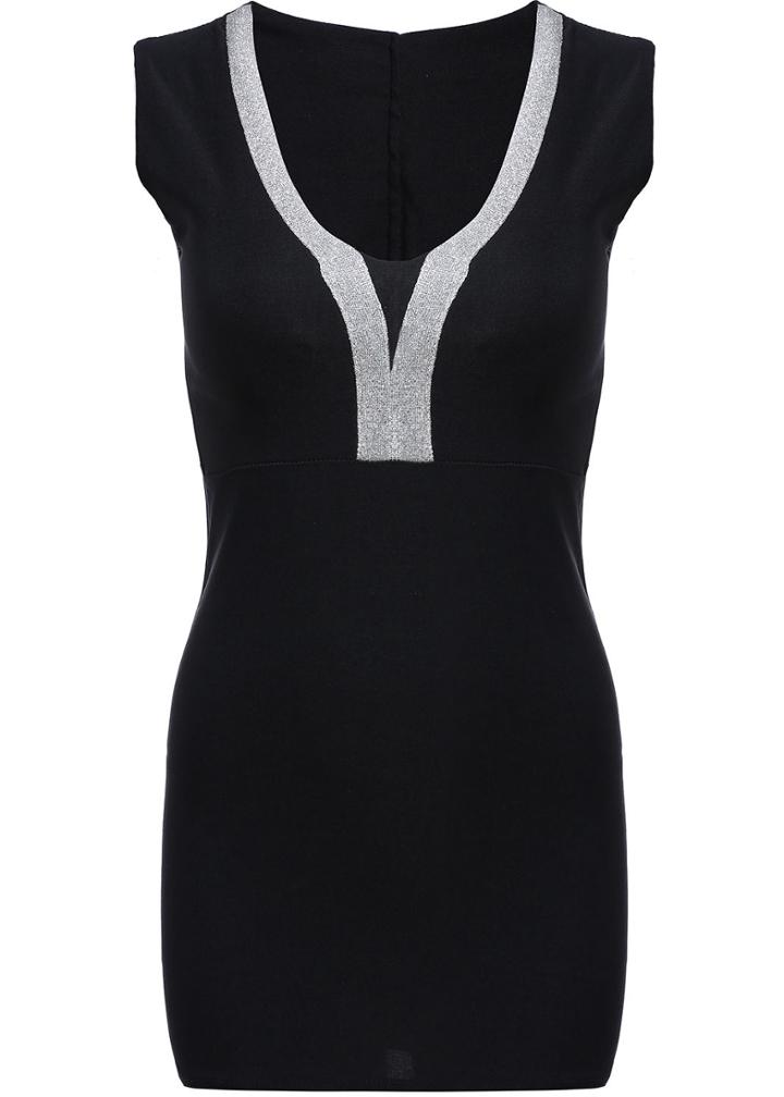 Romwe V Neck Midriff Bodycon Dress