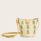 Romwe Pineapple Pattern Braided Crossbody Bag