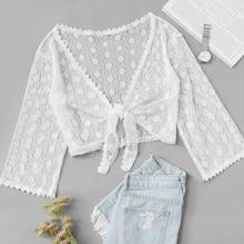Romwe Lace Knot Front Blouse