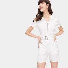 Romwe Belted Zip Detail Jumpsuit
