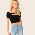 Romwe Crop Cut Out Front Top
