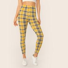 Romwe Tartan Print Crop Leggings
