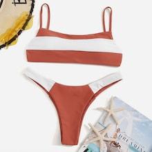 Romwe Color Block Bikini Set