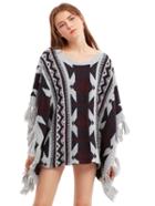 Romwe Grey Batwing Sleeve Tassel Sweater