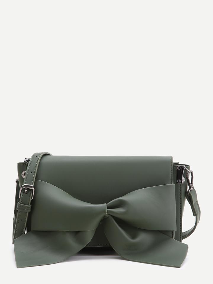 Romwe Bow Detail Flap Shoulder Bag