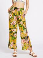 Romwe Floral Print Side Stripe Drawstring Chiffon Pants
