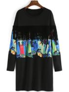 Romwe Beauty Print Tassel Sweatshirt Dress