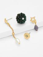 Romwe Star & Flower Design Earring Set