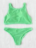 Romwe Scoop Neck Tankini Set