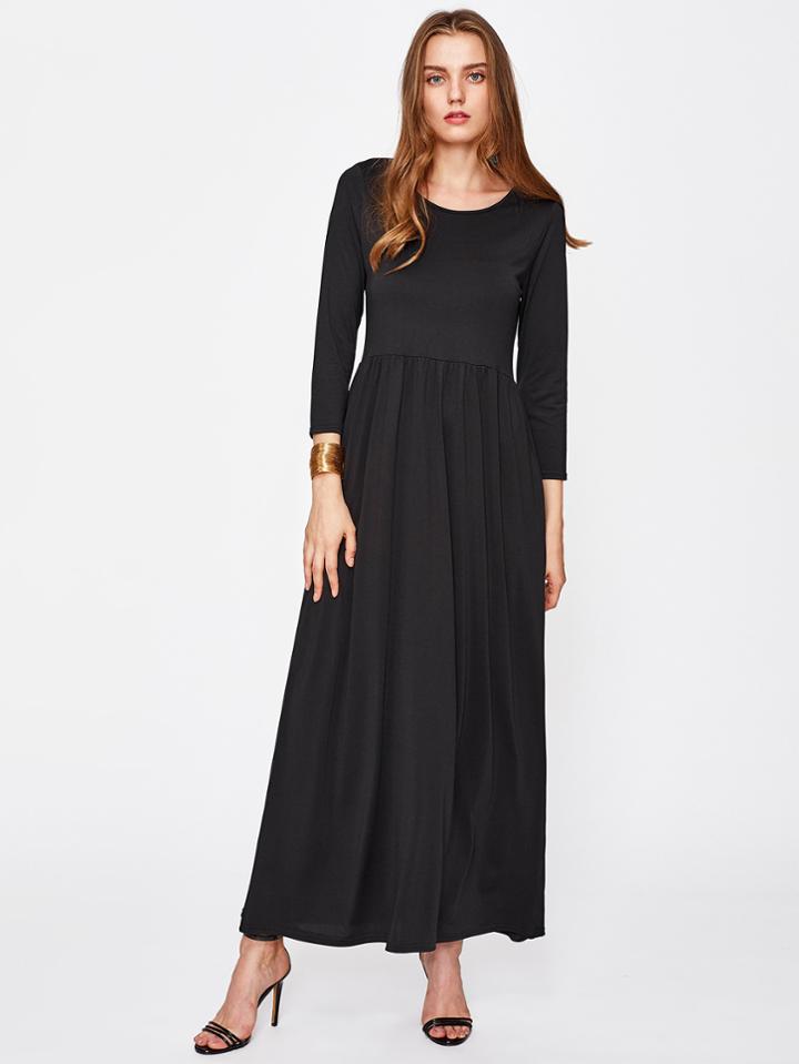 Romwe Crinkle Full Length Dress