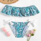 Romwe Tie Side Floral Flounce Bikini Set