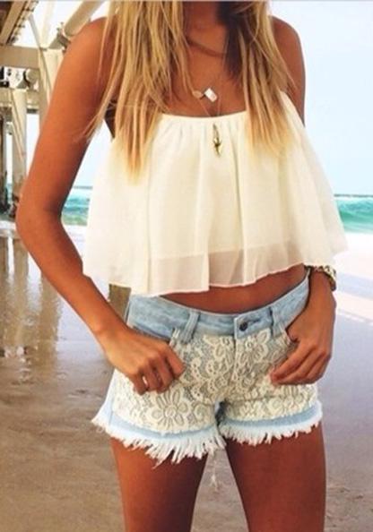 Romwe Halter Chiffon Crop Tank Top
