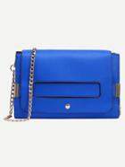 Romwe Blue Strap Clutch Bag With Chain