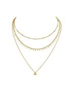 Romwe Gold Multi Layers Chain Necklace With Tassel
