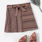 Romwe Plus Self Tie Button Detail Skirt
