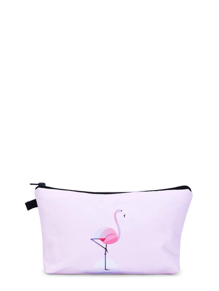 Romwe Flamingo Print Makeup Bag