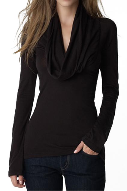 Romwe Black Long Sleeved Slim T-shirt