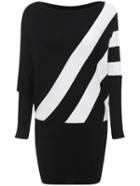 Romwe Color-block Long Sleeve Striped Bodycon Sweater Dress