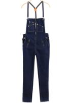 Romwe Strap Zipper Pockets Denim Jumpsuit