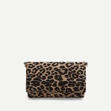 Romwe Leopard Pattern Suede Clutch