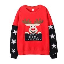 Romwe Christmas & Letter Print Sweatshirt