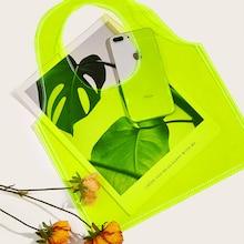 Romwe Neon Lime Clear Tote Bag