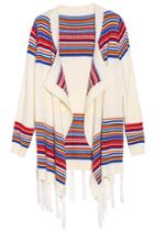 Romwe Strip Tassels Knitted Cardigan