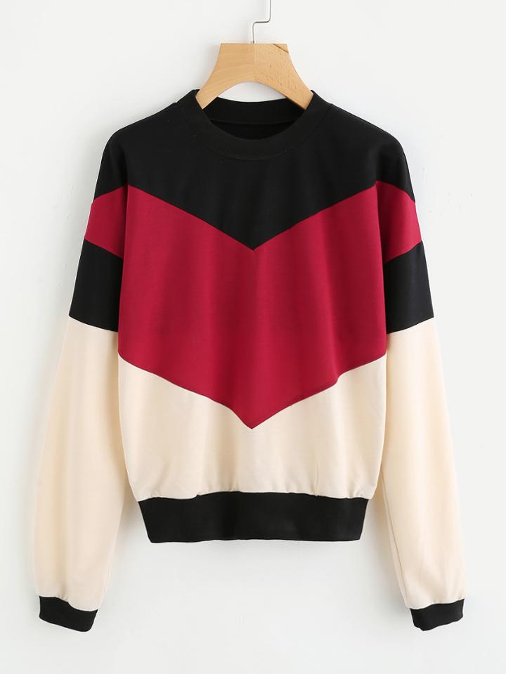 Romwe Cut And Sew Sweatshirt