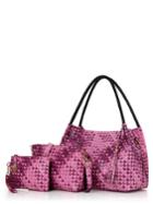 Romwe 3 Pcs Weaving Pattern Tassel Pendant Bags Set