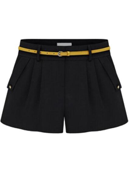 Romwe With Pockets Slim Black Shorts