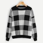Romwe Round Neck Plaid Jumper