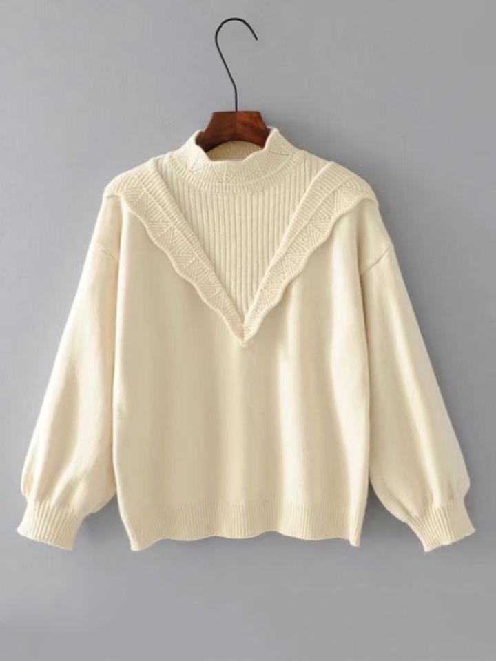 Romwe Chevron Insert Crew Neck Knitwear