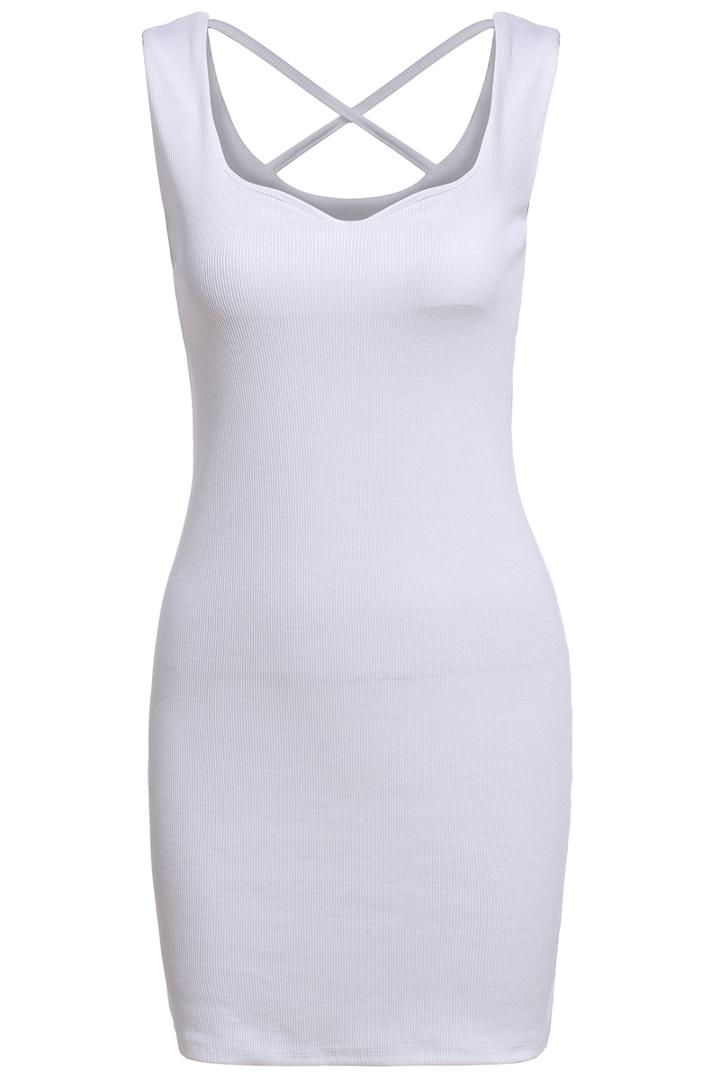Romwe Criss Cross Back Sleeveless Bodycon Dress