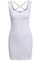 Romwe Criss Cross Back Sleeveless Bodycon Dress