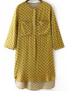 Romwe With Pockets Polka Dot High Low Dress