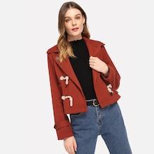 Romwe Solid Short Duffle Coat
