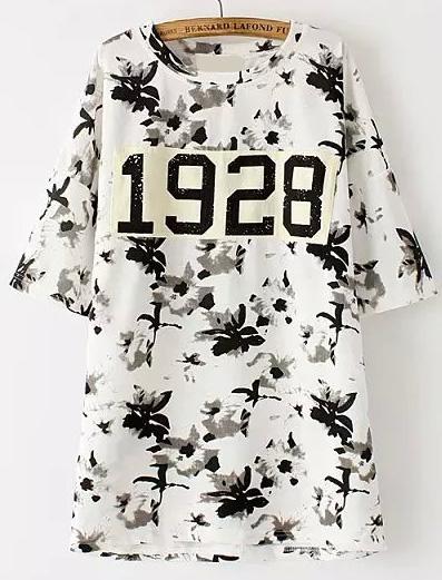 Romwe Ink Letters Print White T-shirt