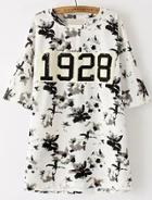 Romwe Ink Letters Print White T-shirt