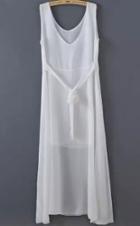 Romwe V Neck Lace Up White Dress